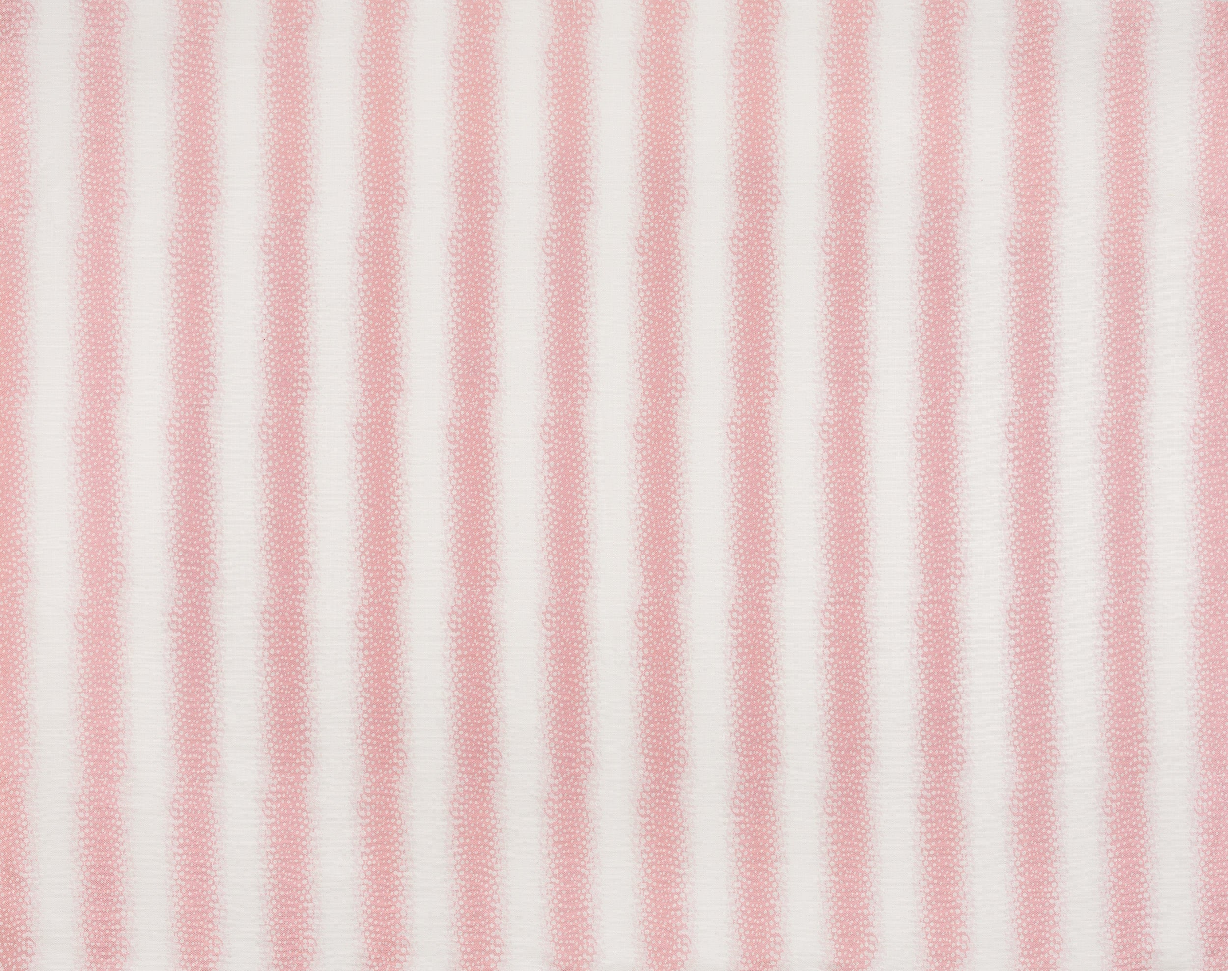 Detail of fabric in a textural speckled stripe print in pink and cream.