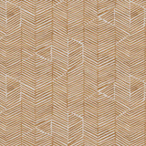 Detail of fabric in a dense herringbone print in sienna on a tan field.