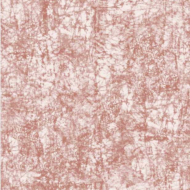 Detail of wallpaper in an organic textural print in copper on a white field.
