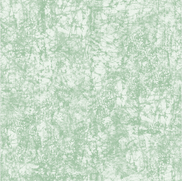 Detail of wallpaper in an organic textural print in light green on a white field.