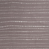 Detail of cotton fabric in a broken stripe pattern in cream on a dark mauve field.