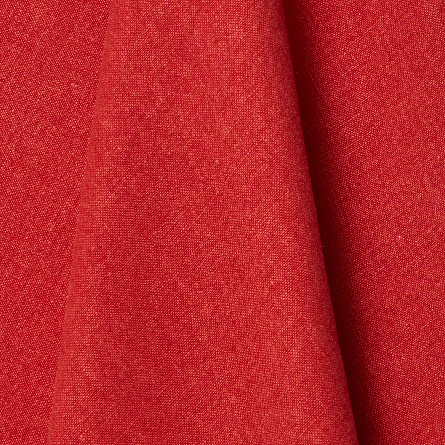 A draped swatch of linen fabric in a solid red color.