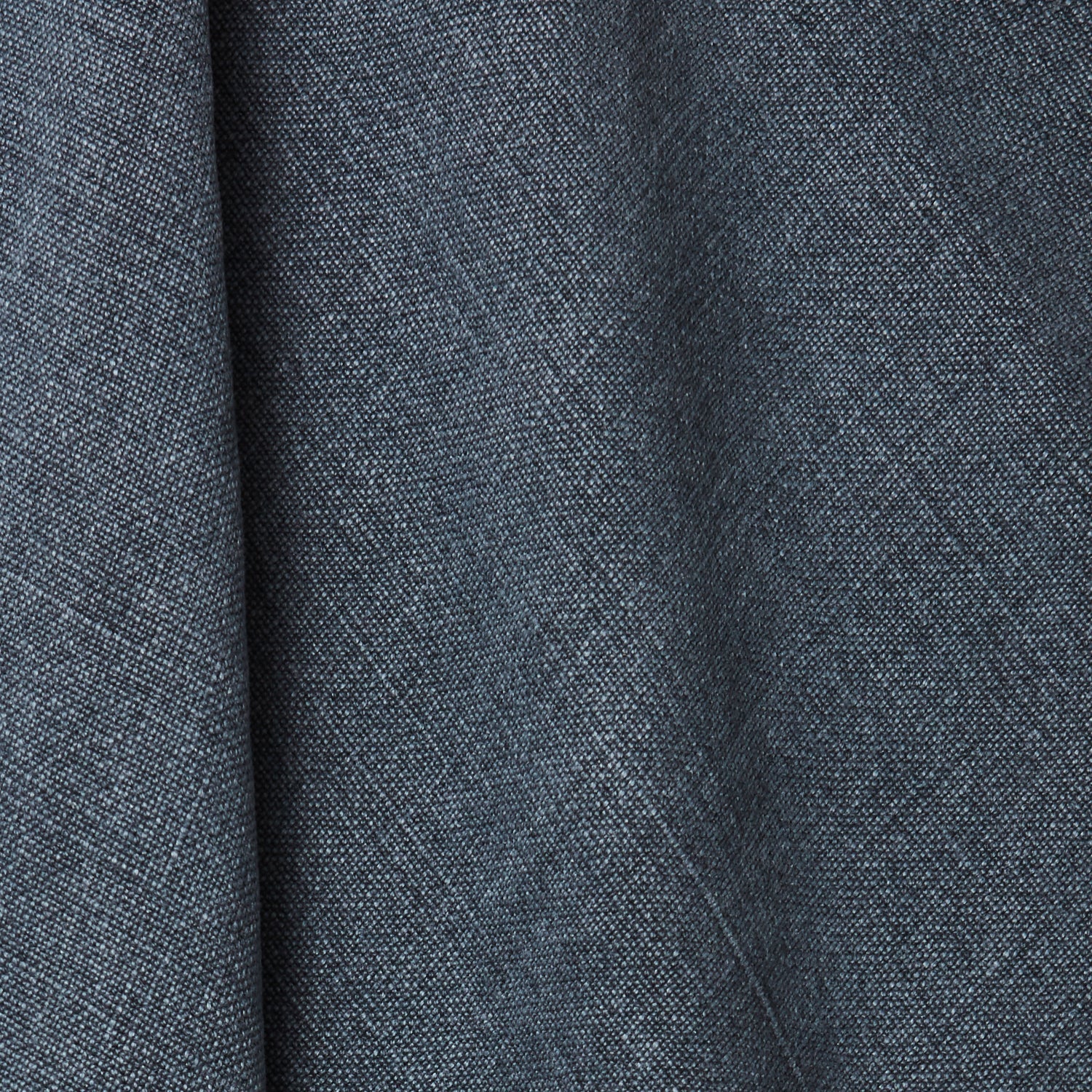 A draped swatch of blended linen fabric in a solid navy-gray color.
