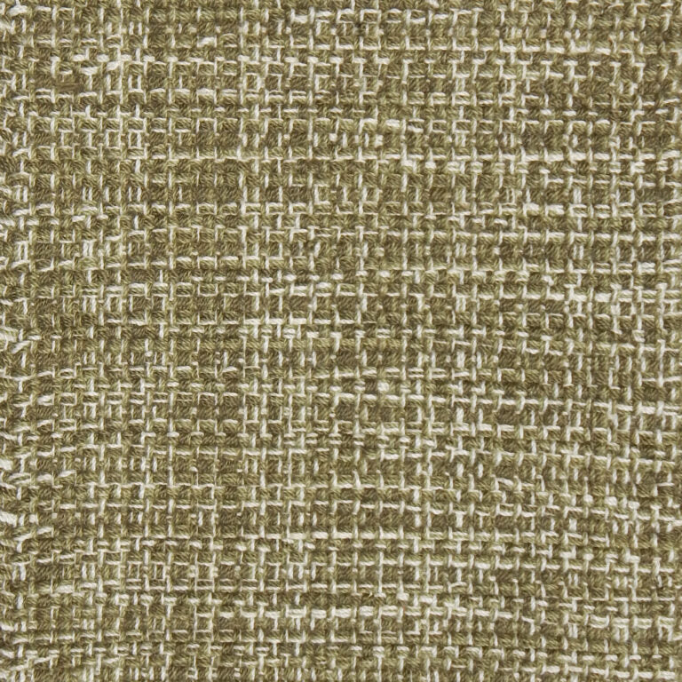 Detail of a flatweave with a strié effect in shades of olive green
