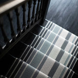 Striped flatweave runner in slate grey and cream