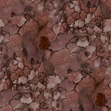 Detail of wallpaper in an abstract textural print in shades of red, gray and black.