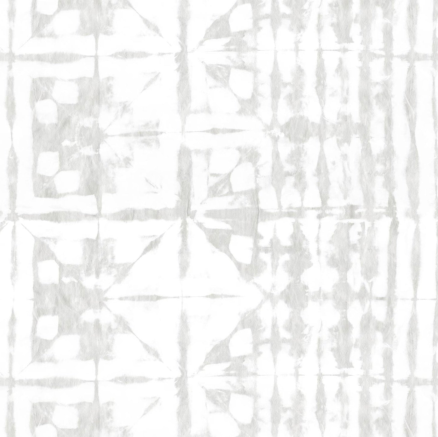 Detail of wallpaper in an abstract dyed grid print in mottled white and gray.