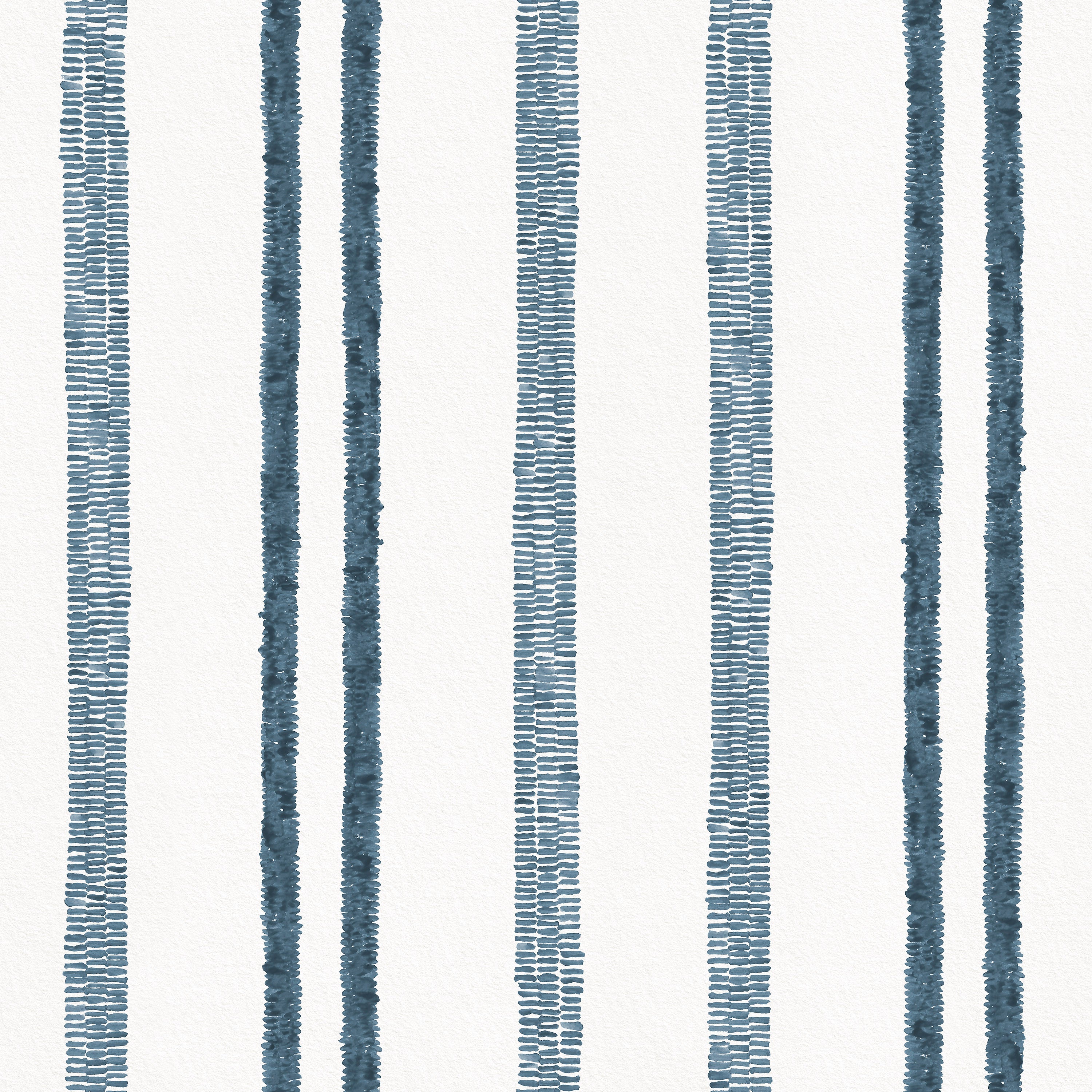 Detail of wallpaper in a textural stripe pattern in navy on a white field.