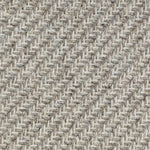 Wool broadloom carpet swatch in a high-pile diagonal stripe in mottled gray and cream.