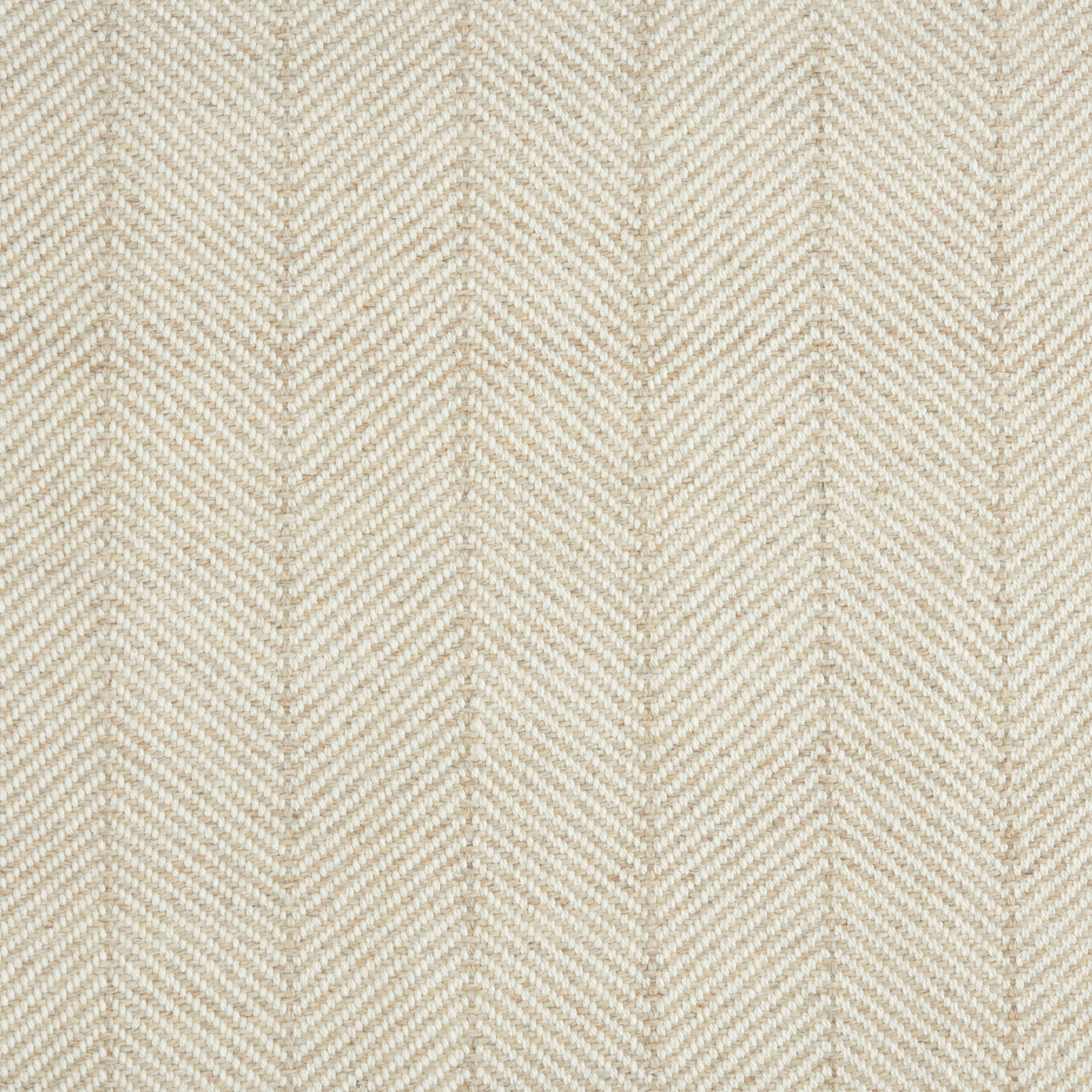 Wool-polysilk broadloom carpet swatch in a chevron stripe pattern in cream and tan.