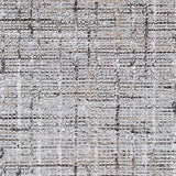 Wool-polyester broadloom carpet swatch in a textured plaid weave in silver, tan and brown.