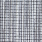 Wool broadloom carpet swatch in a multicolor stripe in shades of white, gray and blue.