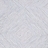 Wool broadloom carpet swatch in a dense diamond check in shades of light gray and white.