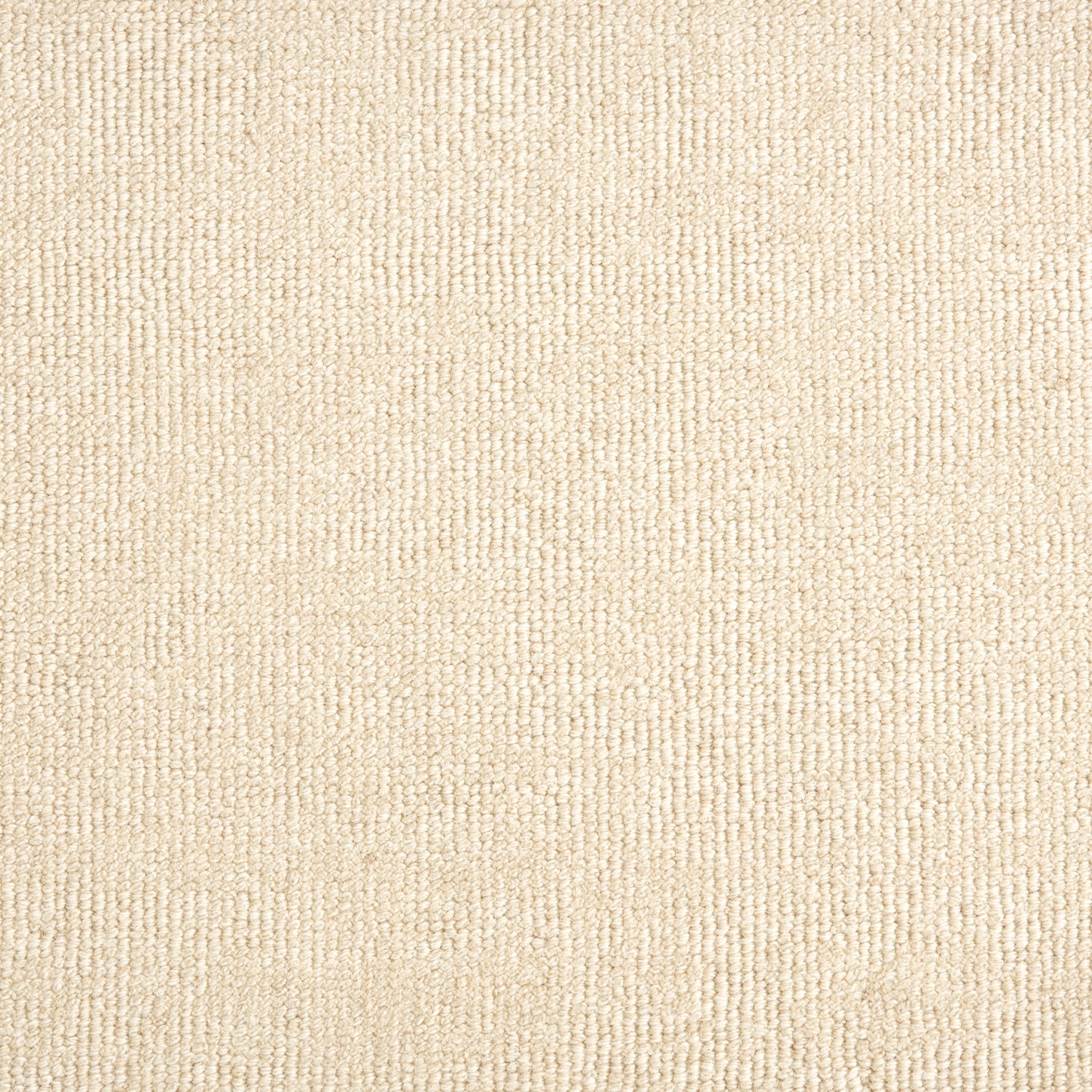 Wool broadloom carpet swatch in a textured weave in mottled white and cream.