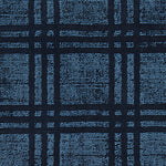 Nylon broadloom carpet swatch in a dimensional plaid weave in dark navy.