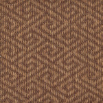 Sisal broadloom carpet swatch in a dimensional geometric weave in shades of brown.