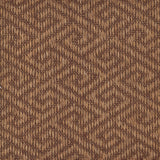 Sisal broadloom carpet swatch in a dimensional geometric weave in shades of brown.
