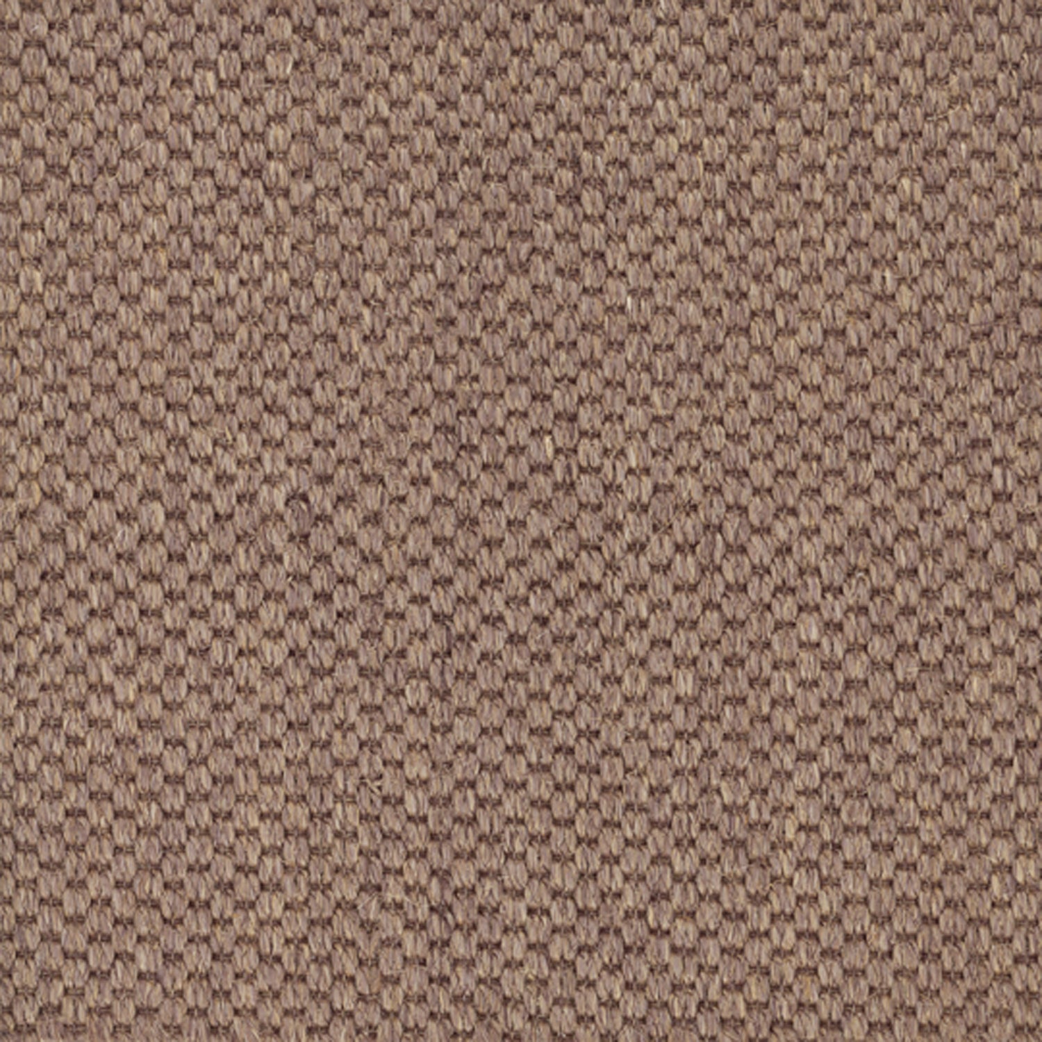 Sisal broadloom carpet swatch in a chunky grid weave in dark mauve and brown.