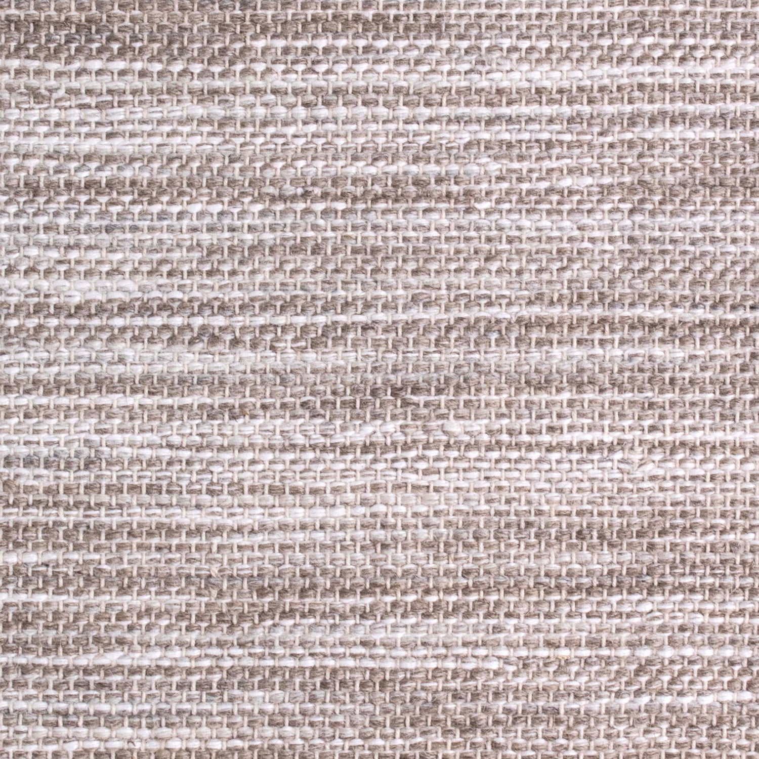 Wool-blend broadloom carpet swatch in a textured stripe weave in cream and brown.