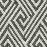 Wool-blend broadloom carpet swatch in an interlocking linear diamond pattern in cream and charcoal.