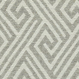 Wool-blend broadloom carpet swatch in an interlocking linear diamond pattern in cream and silver.