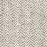 Wool broadloom carpet swatch in a dense diamond stripe pattern in white on a mottled cream field.