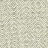 Wool broadloom carpet swatch in a chunky diamond lattice weave in cream.