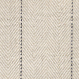 Wool broadloom carpet swatch in a striped herringbone weave in white, cream and gray.