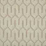 Wool-blend broadloom carpet swatch in a chunky geometric linear weave in cream and tan.