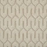 Wool-blend broadloom carpet swatch in a chunky geometric linear weave in cream and tan.
