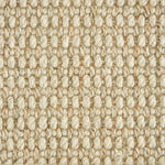 Wool-sisal broadloom carpet swatch in a chunky grid weave in cream and tan.