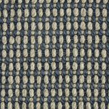 Wool-sisal broadloom carpet swatch in a chunky grid weave in navy and tan.