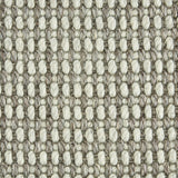 Wool-sisal broadloom carpet swatch in a chunky grid weave in silver and gray.