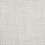 Wool-blend broadloom carpet swatch in a grid weave in mottled cream and silver.