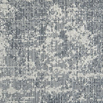 Wool-blend broadloom carpet swatch in a dimensional abstract weave in mottled gray-blue and cream.