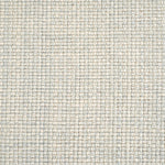 Wool-blend broadloom carpet swatch in a chunky grid weave in cream and gray-blue.