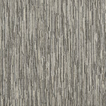 Wool-blend broadloom carpet swatch in a mottled stripe print in shades of cream, gray and brown.