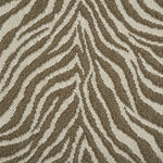 Wool-blend broadloom carpet swatch in an animal print in shades of cream and brown.
