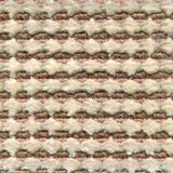 Wool-silk broadloom carpet swatch in a dimensional flat-and-tufted grid weave in cream and brown.
