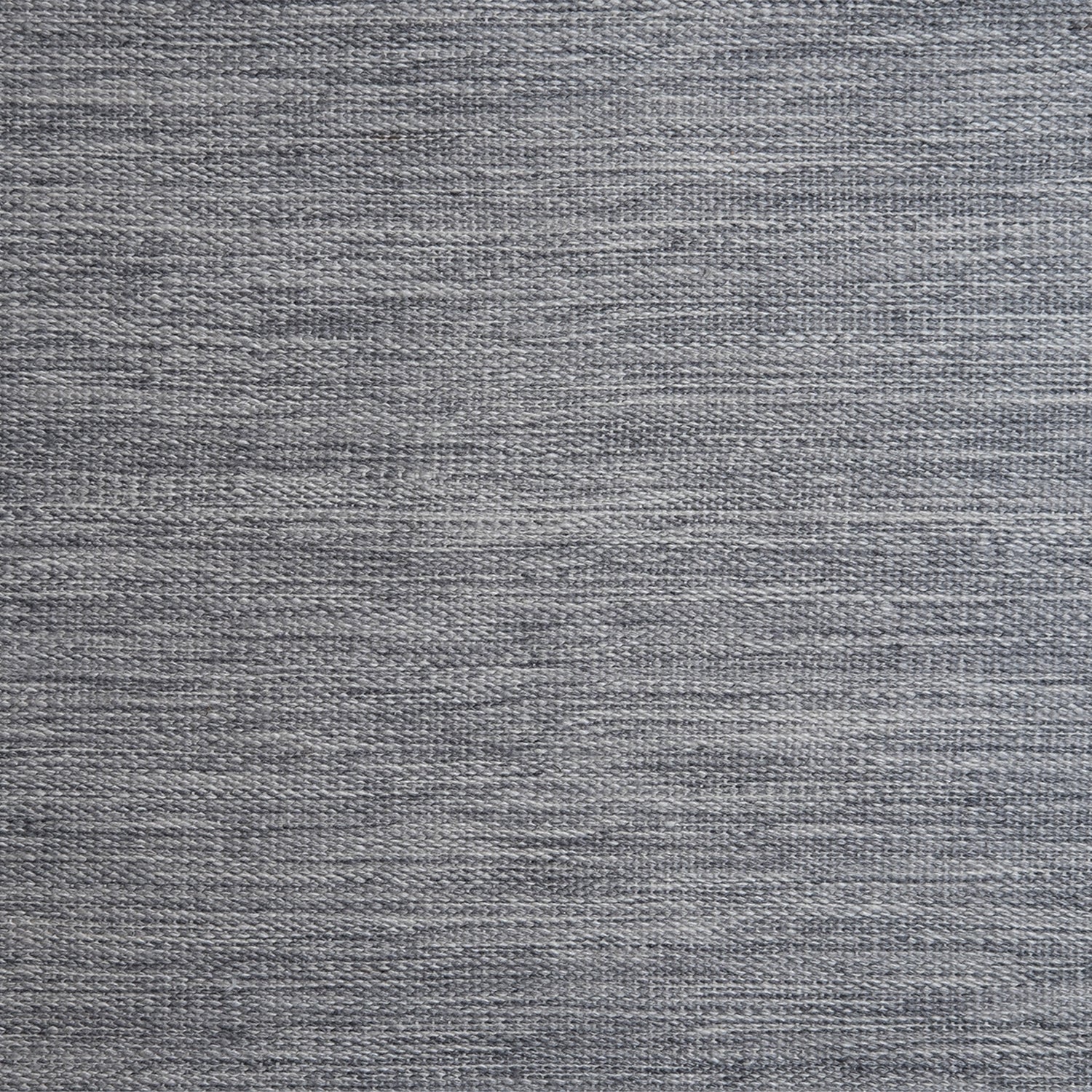 Outdoor broadloom carpet swatch in a flat weave in mottled gray.