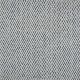 Nylon broadloom carpet swatch in a textured herringbone weave in mottled white and navy.
