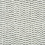 Nylon broadloom carpet swatch in a textured herringbone weave in mottled white and gray.