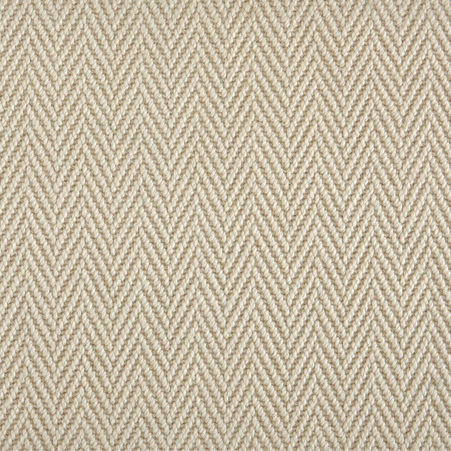 Nylon broadloom carpet swatch in a textured herringbone weave in tan.