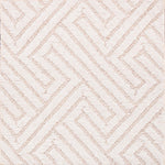 Wool broadloom carpet swatch in a repeating geometric weave pattern in cream.