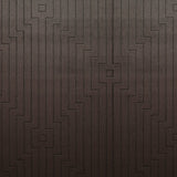 Wool-silk broadloom carpet swatch in a dimensional geometric weave in chocolate brown.