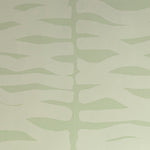 Detail of wallpaper in an abstract zigzag pattern in light green on a green field.