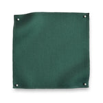 Wool sateen swatch pinned in all corners in green