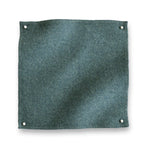 Wool melton swatch pinned in all corners in teal blue