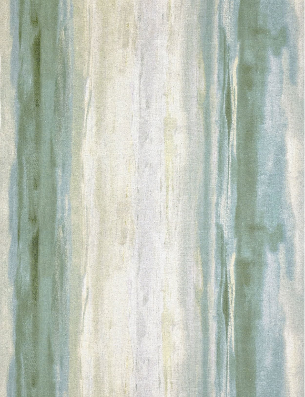 Detail of fabric in an abstract painterly print in shades of gray, green and cream.