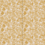 Wallpaper in an abstract paint swatch print in mustard on a cream field.